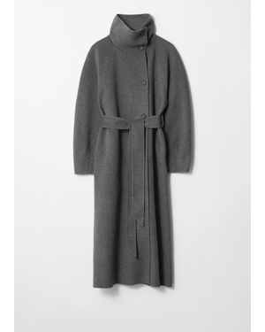 & Other Stories Funnel-Collar Wool Coat - Gray