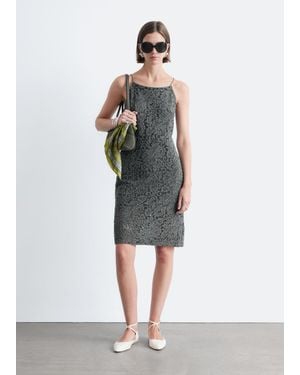 & Other Stories Lace Midi Dress - Grey
