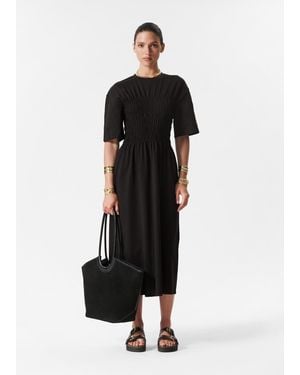 & Other Stories Smocked Midi Dress - Black