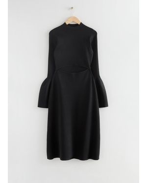 & Other Stories Knitted Bell Cuffed Dress - Black