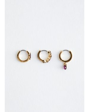 & Other Stories Crystal Hoop Earrings Set - Red
