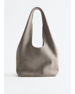 & Other Stories Split Suede Tote - Grey