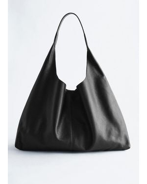 & Other Stories Extra-Large Leather Tote Bag - Black