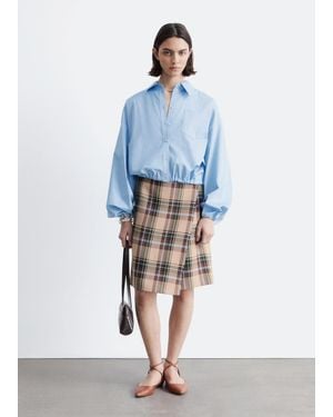 & Other Stories Knee-Length Tartan Wrap Skirt - Blue