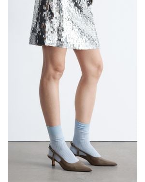 & Other Stories Patent Leather Slingback Court Shoes - White
