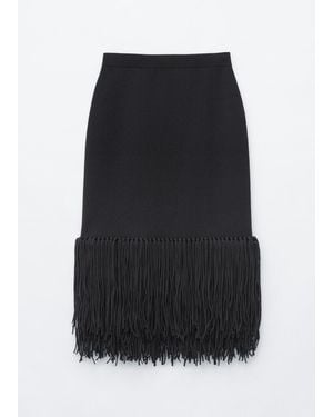 & Other Stories Fringed Midi Skirt - Black