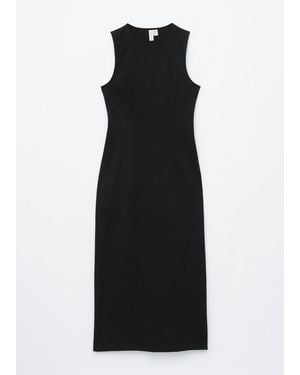 & Other Stories Fitted Cotton Jersey Midi Dress - Black