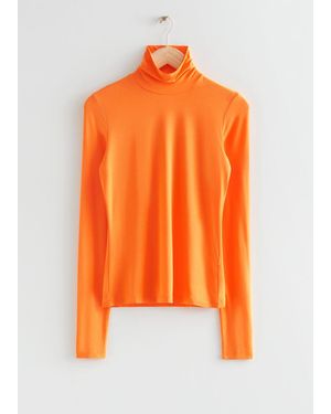 & Other Stories Fitted Turtleneck Top - Orange