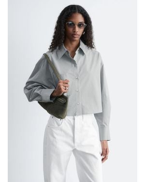 & Other Stories Cropped Oversized Cotton Shirt - White