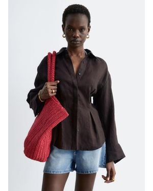 & Other Stories Pleated-Waist Linen Shirt - Red