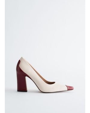 & Other Stories Colour-Blocked Leather Pumps - White