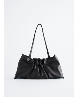 & Other Stories Ruched Leather Shoulder Bag - Black