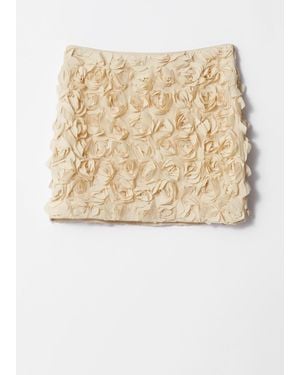 & Other Stories Ruffled Floral Mini Skirt - Natural