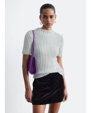 & Other Stories Metallic Knit Top - White