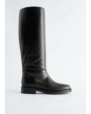 & Other Stories Leather Knee Boots - White