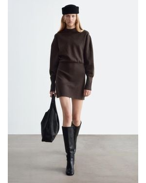 & Other Stories Knitted Mock-Neck Mini Dress - Brown