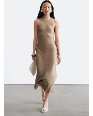 & Other Stories Sleeveless Satin Midi Dress - Natural
