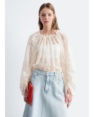& Other Stories Gathered Lace Blouse - White
