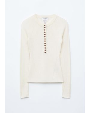 & Other Stories Half-Placket Merino Top - White