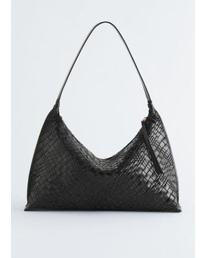 & Other Stories Interwoven Leather Tote Bag - Black