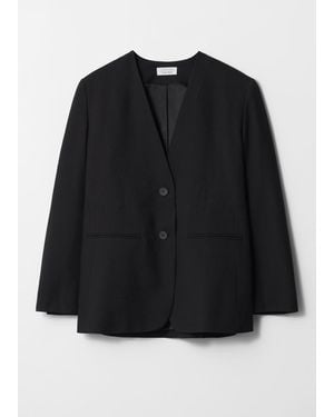 & Other Stories Collarless Blazer - Black