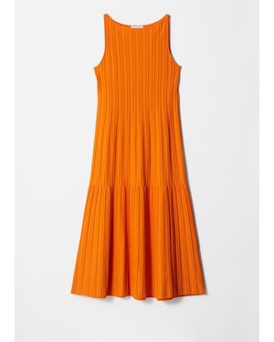& Other Stories Rib-Knit Midi Dress - Orange