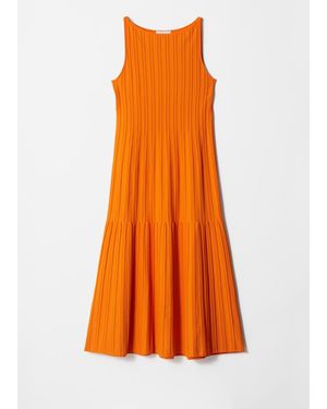 open lace back dress Red Pleated Midi Dress - Event Dresses main image 1