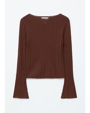 & Other Stories Rib-Knit Wool Boatneck Top - Brown