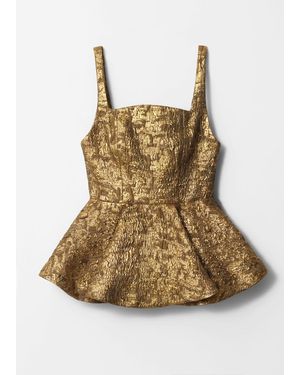& Other Stories Metallic Jacquard Peplum Top
