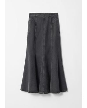 & Other Stories Pleated Denim Maxi Skirt - Gray