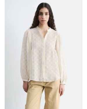 & Other Stories Textured Voluminous Sleeve Blouse - White