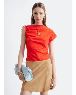 & Other Stories Cotton One-Shoulder Top - Red