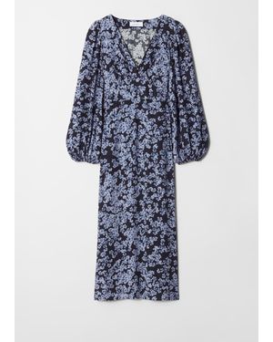 & Other Stories V-Neck Midi Dress - Blue