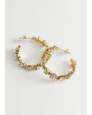 & Other Stories Textured Rhinestone Mini Hoop Earrings - White