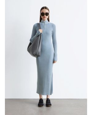 blue ribbed dress Organic Pleated Sweater Dress for Girls – Blue Heather