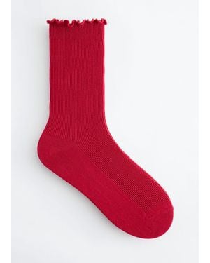 & Other Stories Ribbed Frill Socks - Red