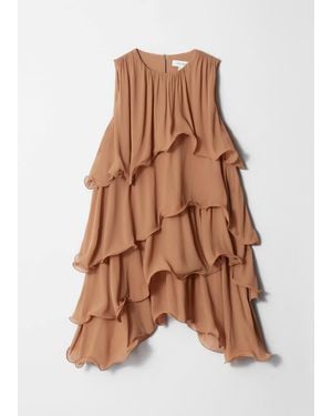 & Other Stories Sleeveless Frill Mini Dress - Brown