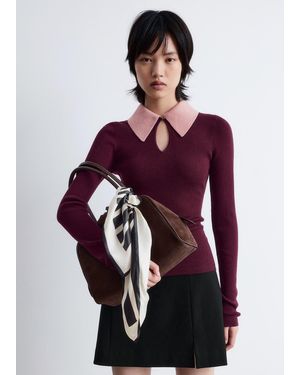 & Other Stories Keyhole Collar Top - Purple