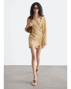 & Other Stories Wrap Shirt Mini Dress - Natural
