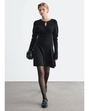& Other Stories Ribbed Knit Dress - Black