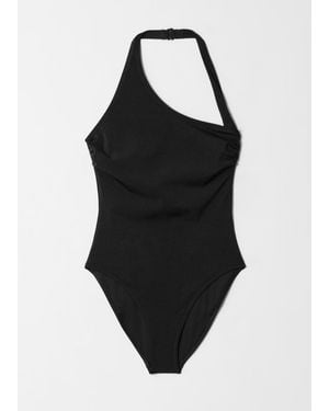 & Other Stories Asymmetric Halterneck Swimsuit - Black