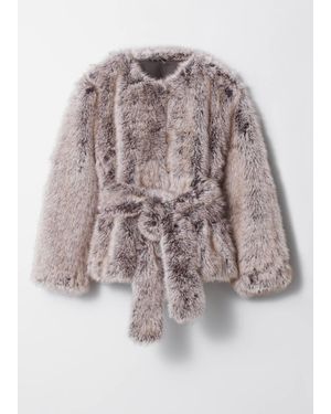 & Other Stories Belted Faux Fur Jacket - Multicolour