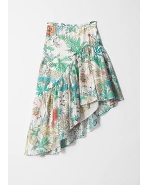 & Other Stories Asymmetric Ruffle Midi Skirt - White