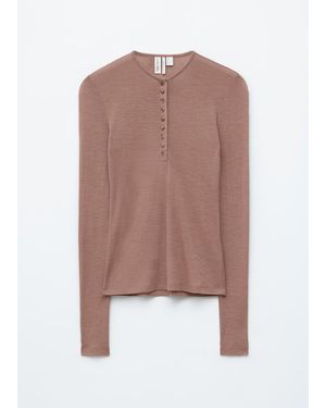 & Other Stories Half-Placket Wool Top - White