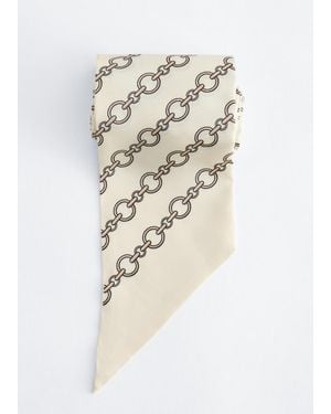 & Other Stories Slim Silk Print Scarf - White
