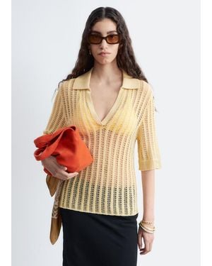 & Other Stories Open-Knit Polo Top - Yellow