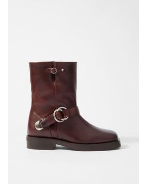 & Other Stories Leather Biker Boots - Brown