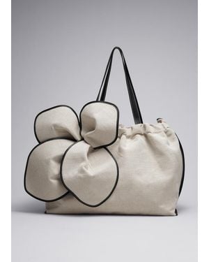 & Other Stories Large Blossom Canvas Bag - Grey