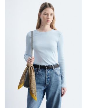 & Other Stories Ribbed Long-Sleeve Top - Blue