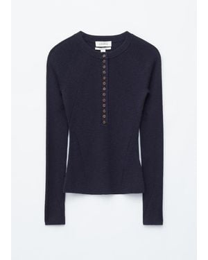 & Other Stories Half-Placket Merino Top - Blue